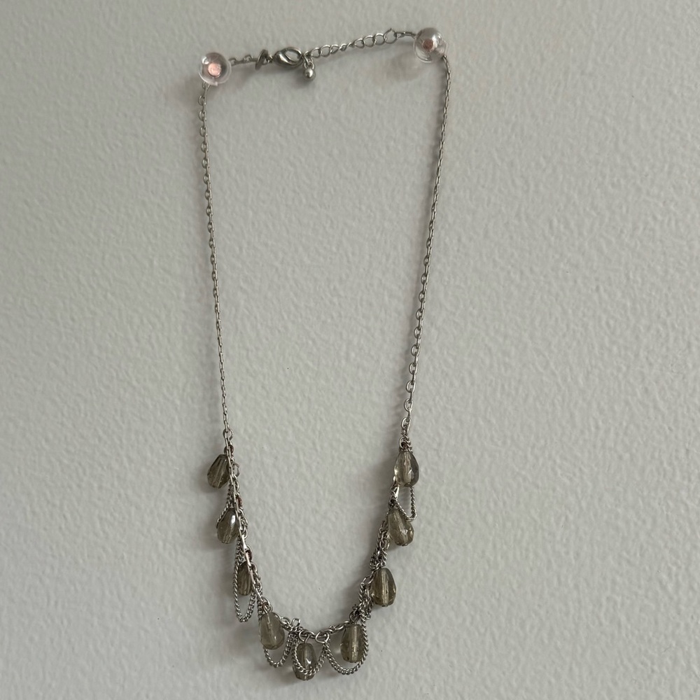 Express Elegant Silver Necklace with Teardrop Accents!